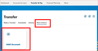 Screenshot of step 1 of adding an external account