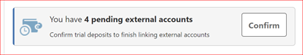 screenshot of pending external accounts alert