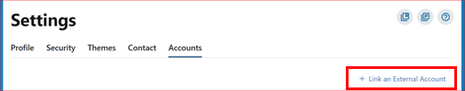 Screenshot of adding external account from settings